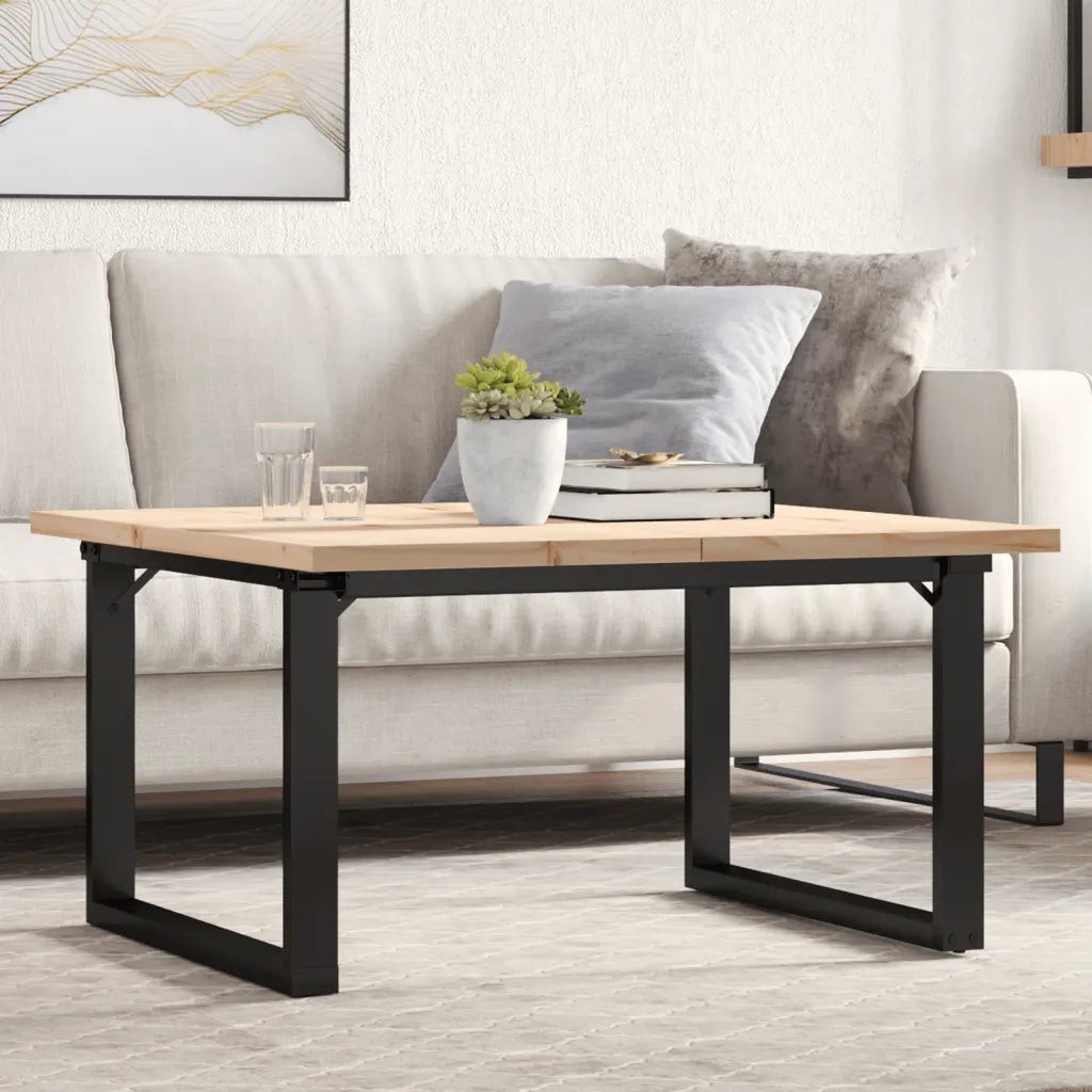 Tavolino salotto | Tavolino da caff¨¨ | Tavolino da Soggiorno Telaio a O 80x80x45,5cm Legno Pino e Acciaio