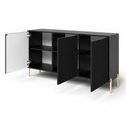 Credenza Con 3 Ante Battenti E Ripiani Interni Madia Moderna In Melaminico Con Ampio Spazio Contenitivo Per Soggiorno Sala Da Pranzo Corridoio Zona Living 154 X 38 X 80 Cm Nero