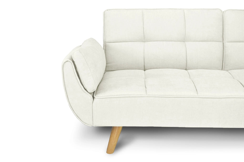 Divano letto clic clac in tessuto vellutato avorio piede legno - divano 3 posti - Ambra - DL-AM48FBC