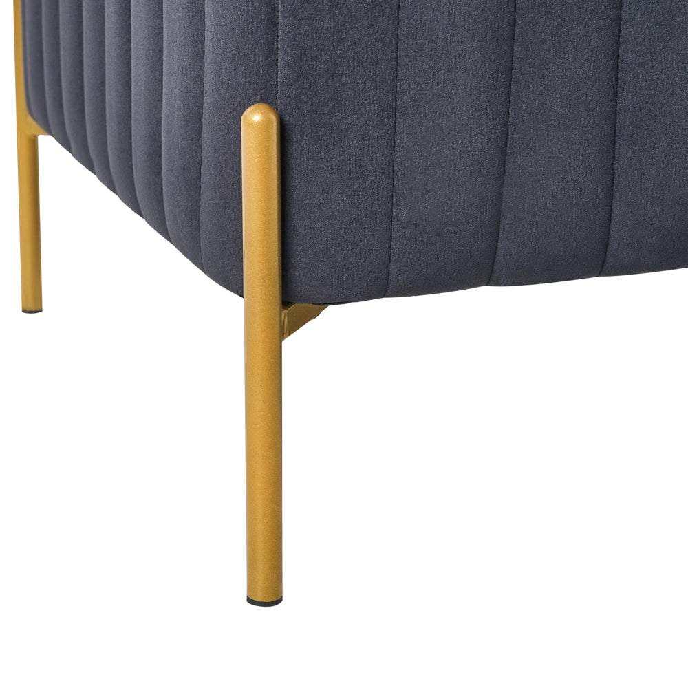 Panca rivestita in velluto nero con gambe in metallo dorato 91 x 47 cm Seduta rettangolare Glamour Soggiorno