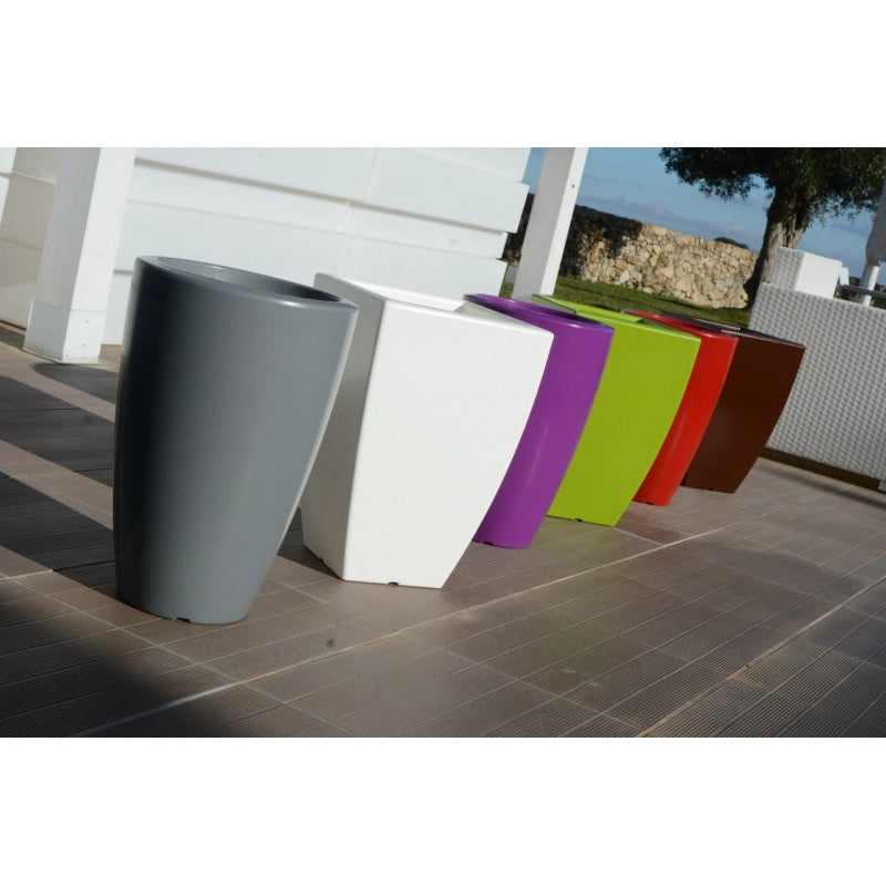 Vaso moderno di design Ø33 H50 in polimero verde resistente per interno ed esterno - Made in Italy - Monacis