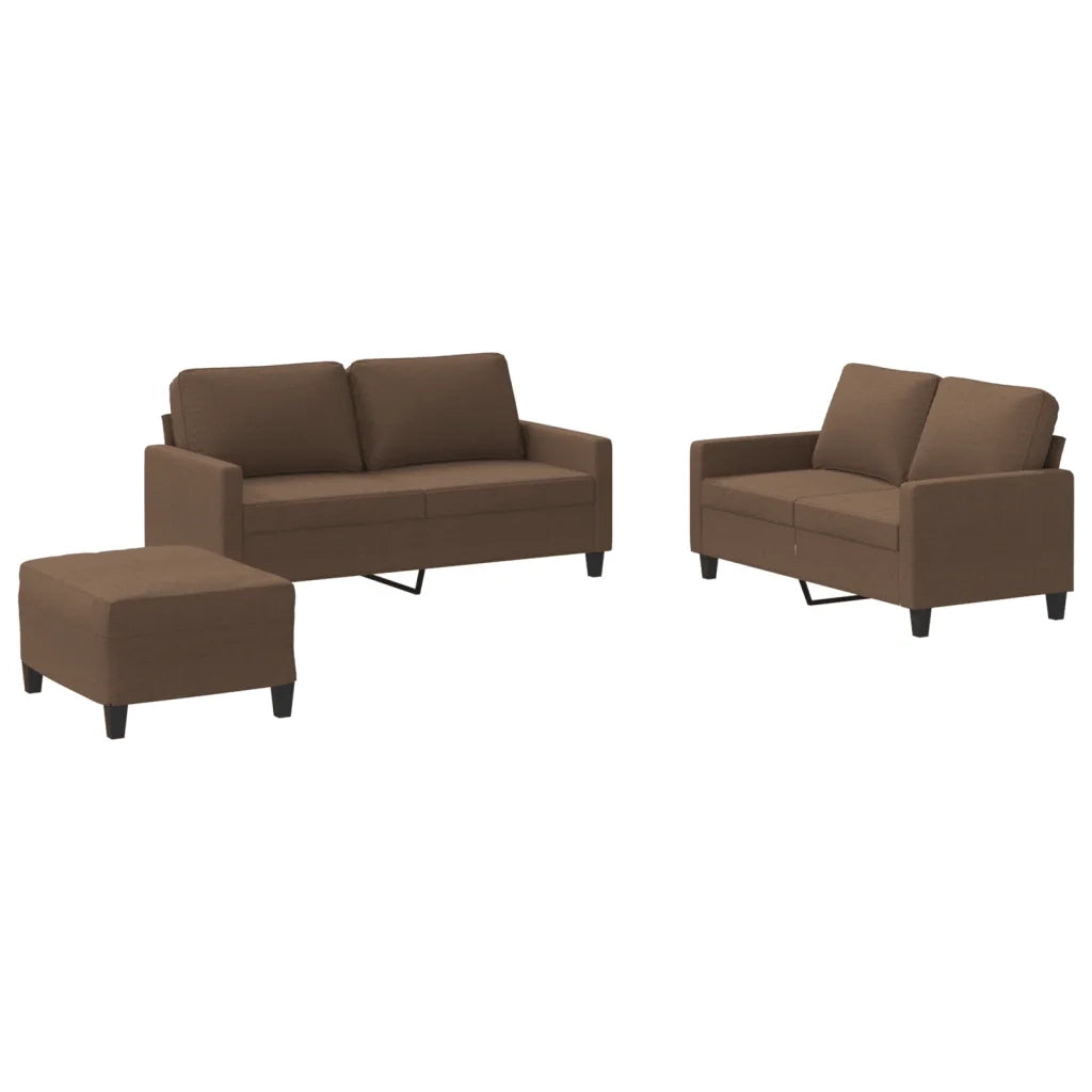 Set di Divani 3 pz con Cuscini Marrone in Tessuto 3201455