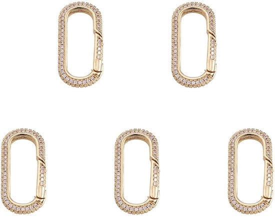 Caricabatteria a forma ovale - 5 pezzi - Finestra 28 mm - Acciaio inossidabile con zirkonia - Sostegno chiavi o gioielli - Dimensione 28 mm