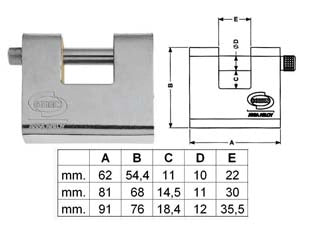 LUCCHETTO CORAZZATO A UNA BOCCA PL211  mm.91 (PL2119000)    CORBIN