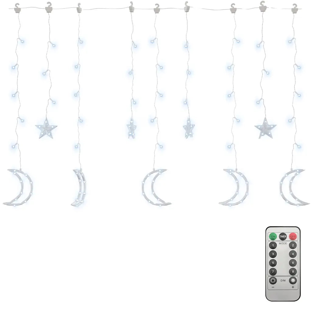 Luci Fatate Stella e Luna con Telecomando 138 LED Bianco Freddo CFW7426785