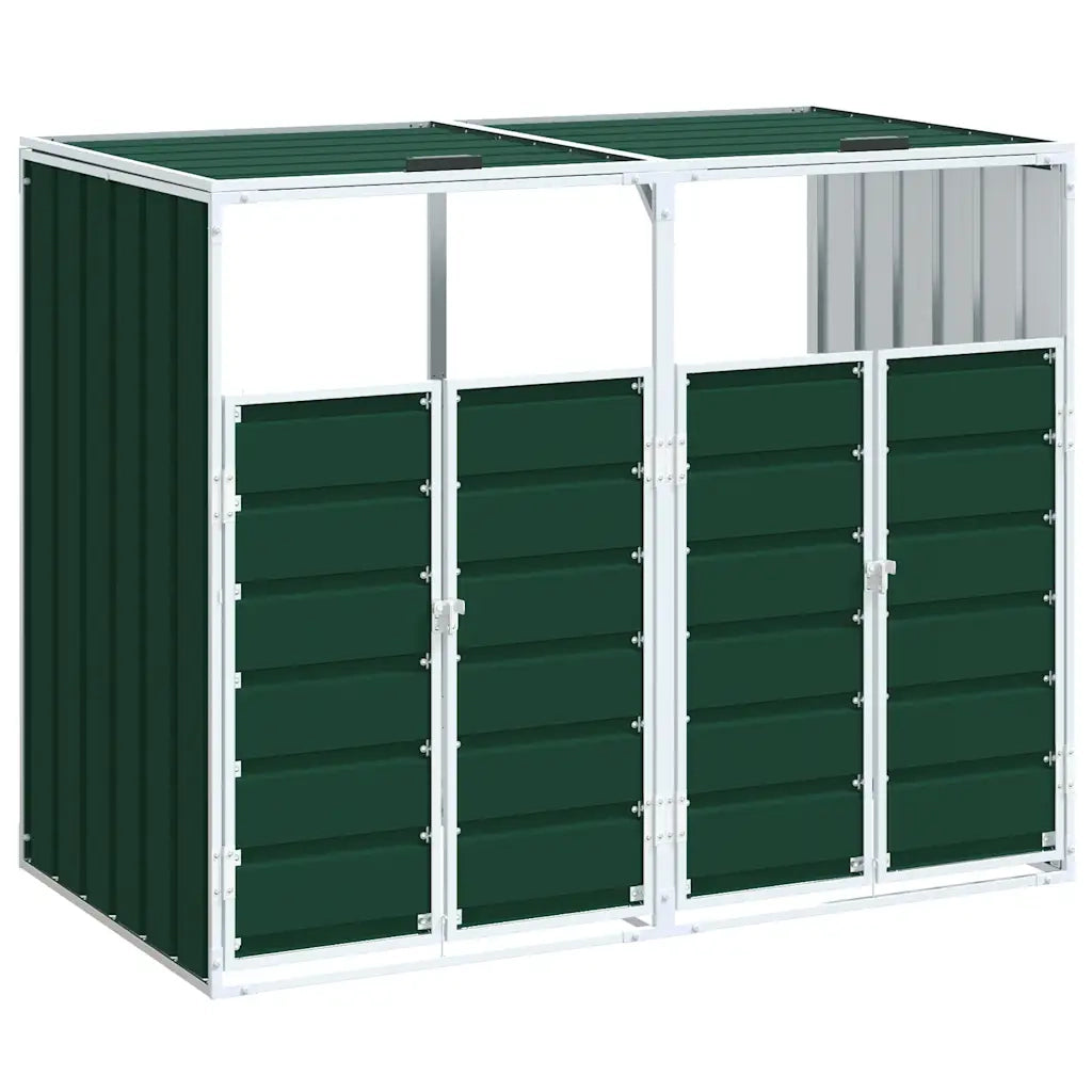 Copribidone con Ruote per 2 Bidoni Verde 144x81x113 cm Acciaio 4006175