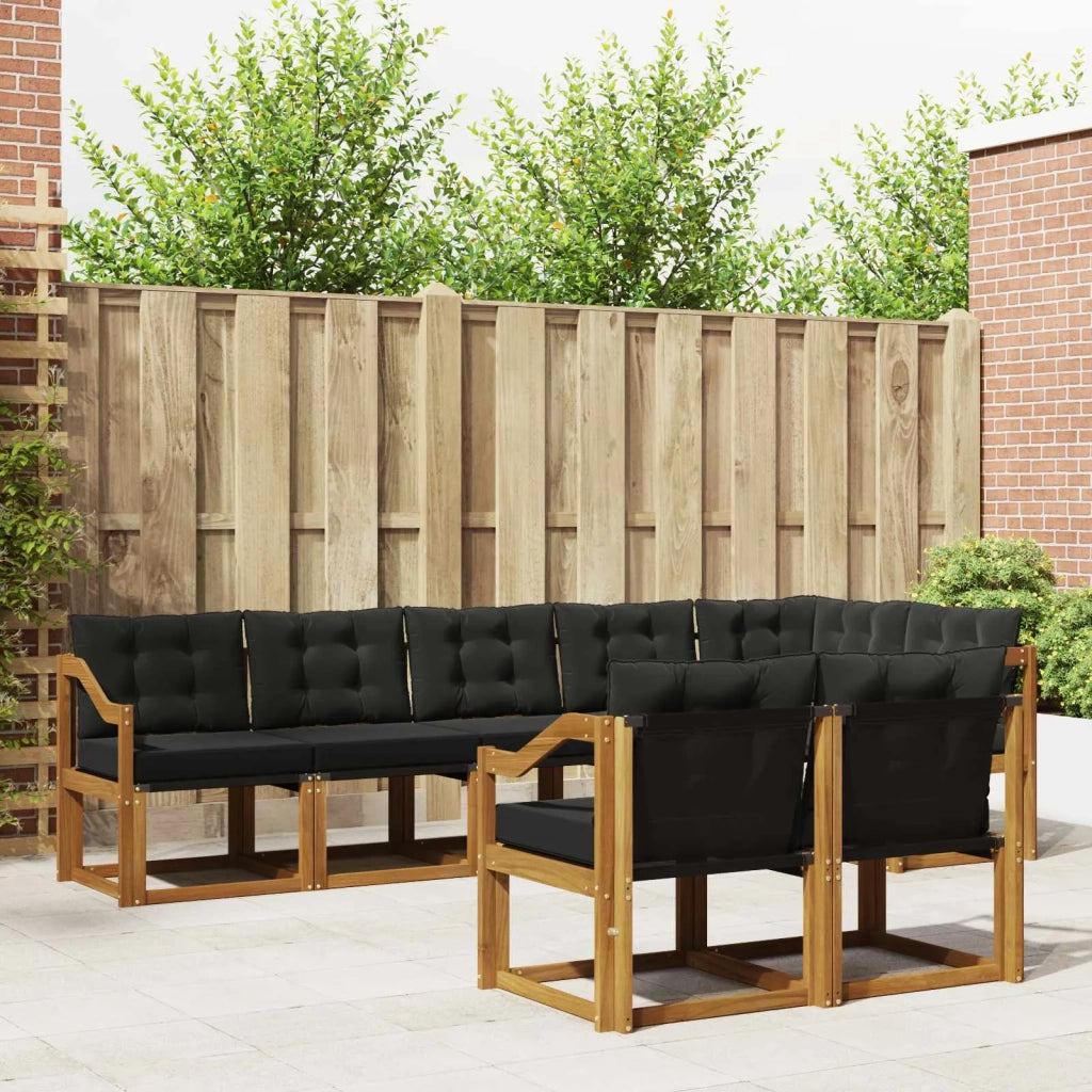 Set di divani da esterno con cuscino 8 pcs Naturale e Nero 3368795