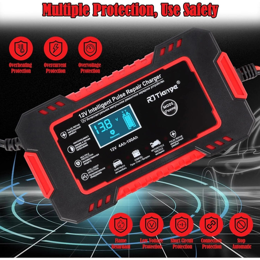 Trade Shop - Caricabatterie Auto 6a 12v Mantenitore Batteria Compensazione Temperatura Moto Tosaerba Barca -