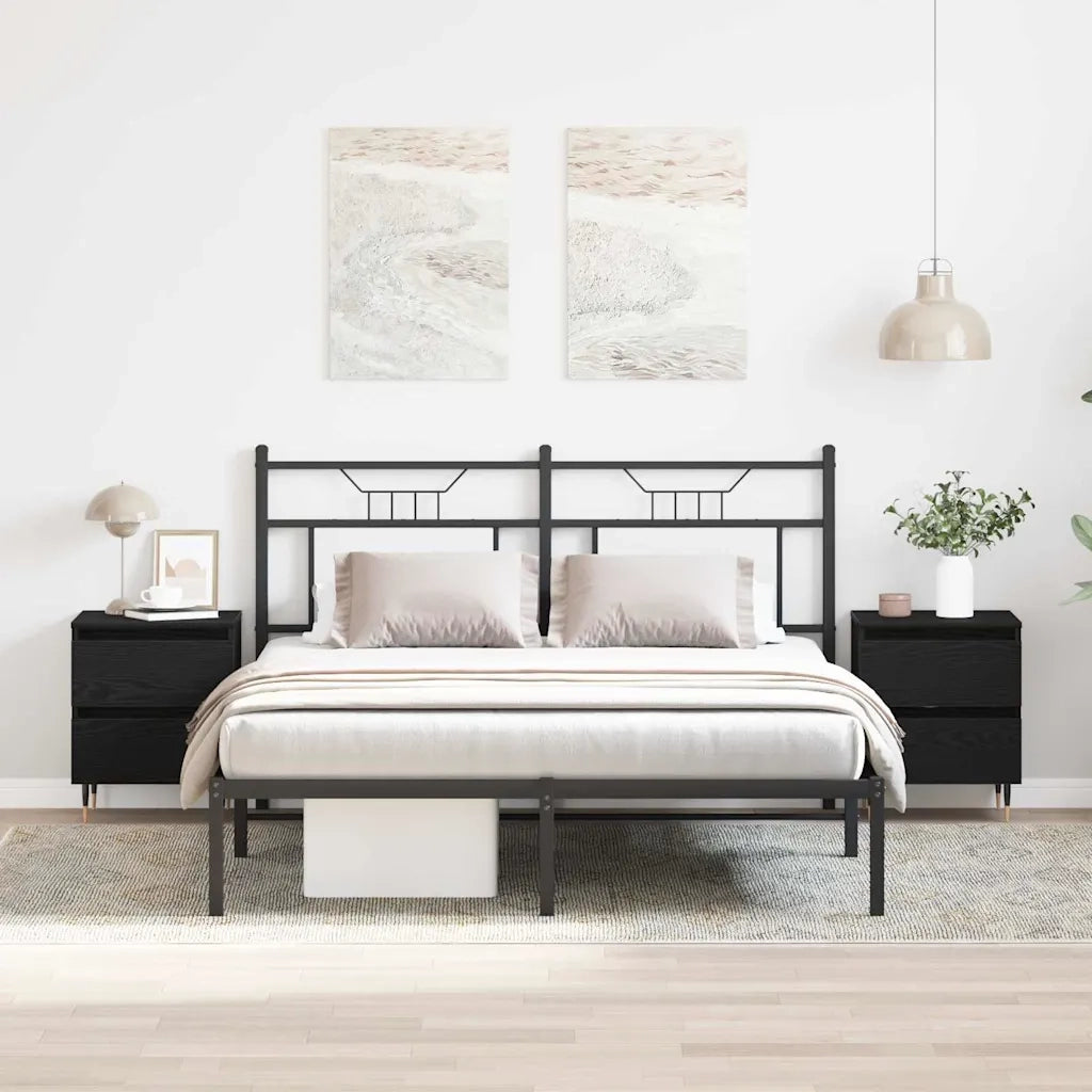 Armadio da Notte con cassetto 2 pcs Rovere Nero 40 x 35 x 50 cm 863467