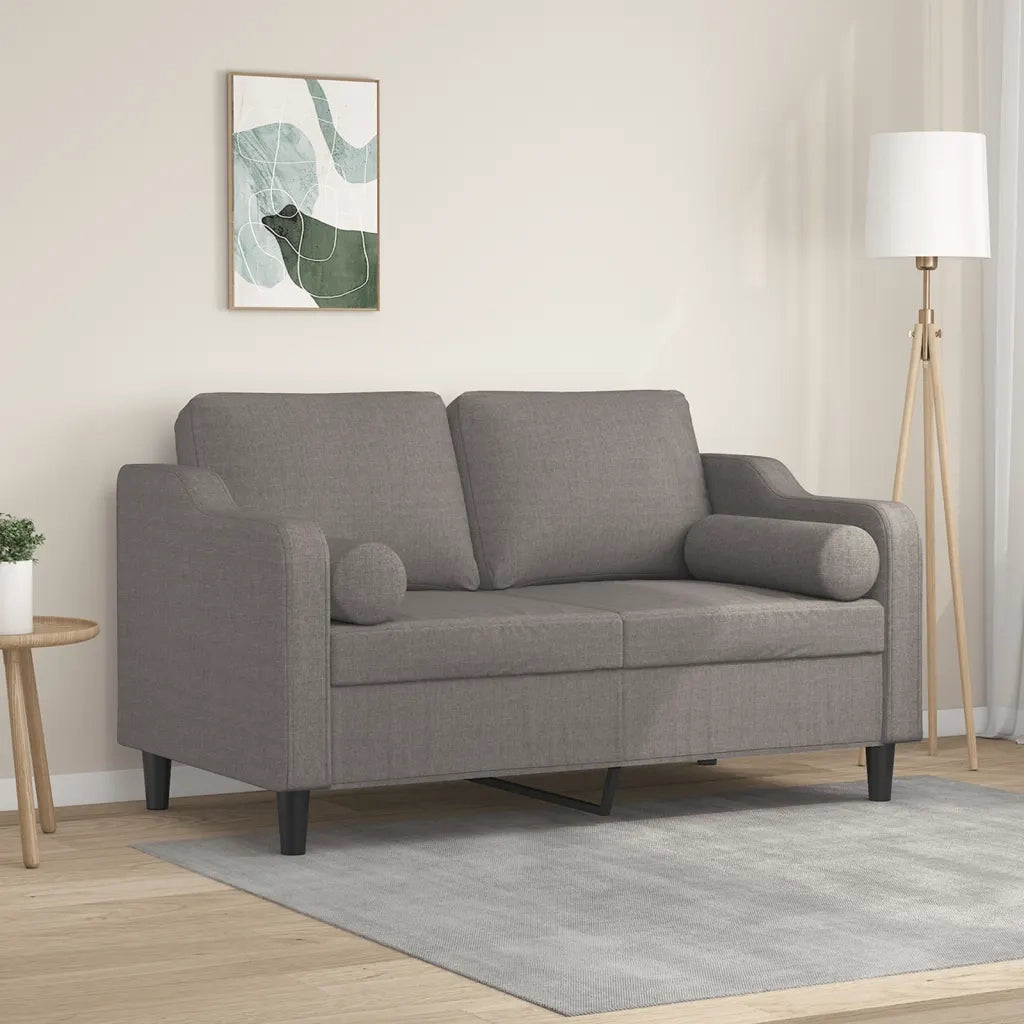 Divano a 2 Posti con Cuscini-Sofa 2 Posti con Cuscini Tortora 120 cm in Tessuto 722788