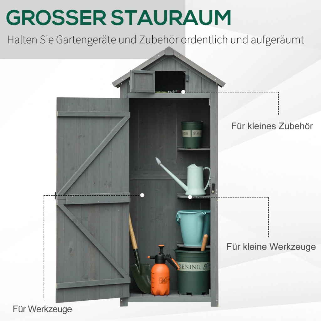 Armadietto da giardino in legno ¨C Xylo ¨C 77x54x179cm grigio verde resistente alle intemperie