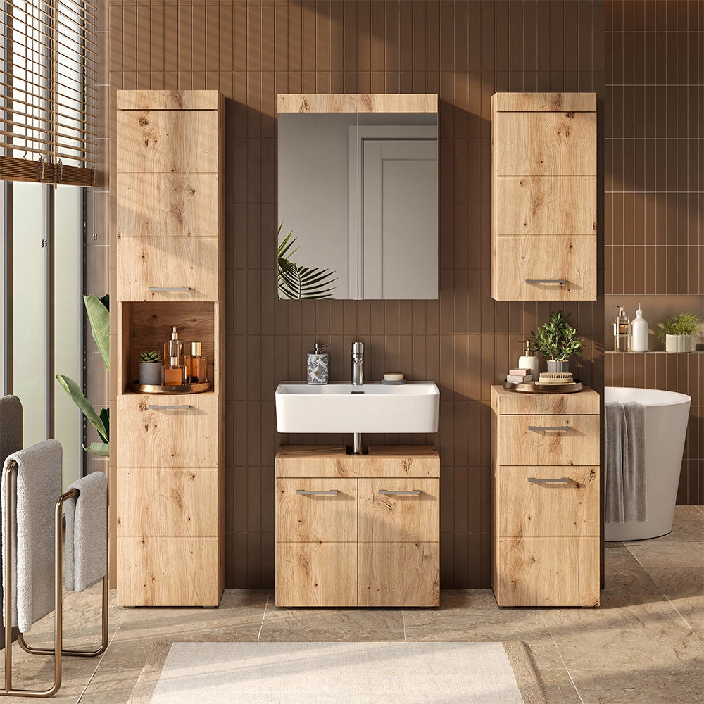 Specchio contenitore bagno Luna Quercia Wotan 60 x 77 cm Vicco