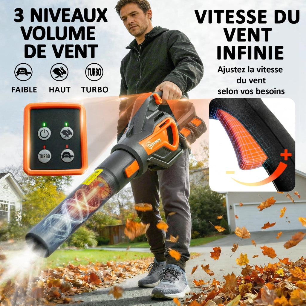 Soffiatore Foglie Senza Fili 900W 36V con Motore Brushless e Batteria 2x4.0Ah ¨C Minimal ¨C Arancione e Nero