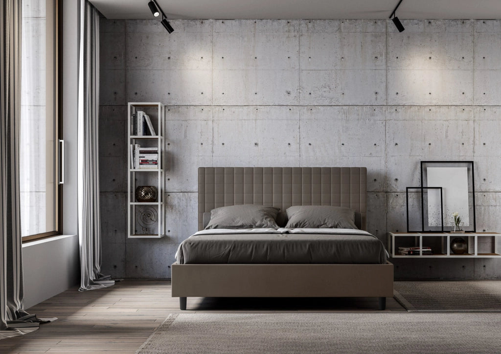 Letto Matrimoniale Francese 140x210 cm con Rete Sunny Cappuccino