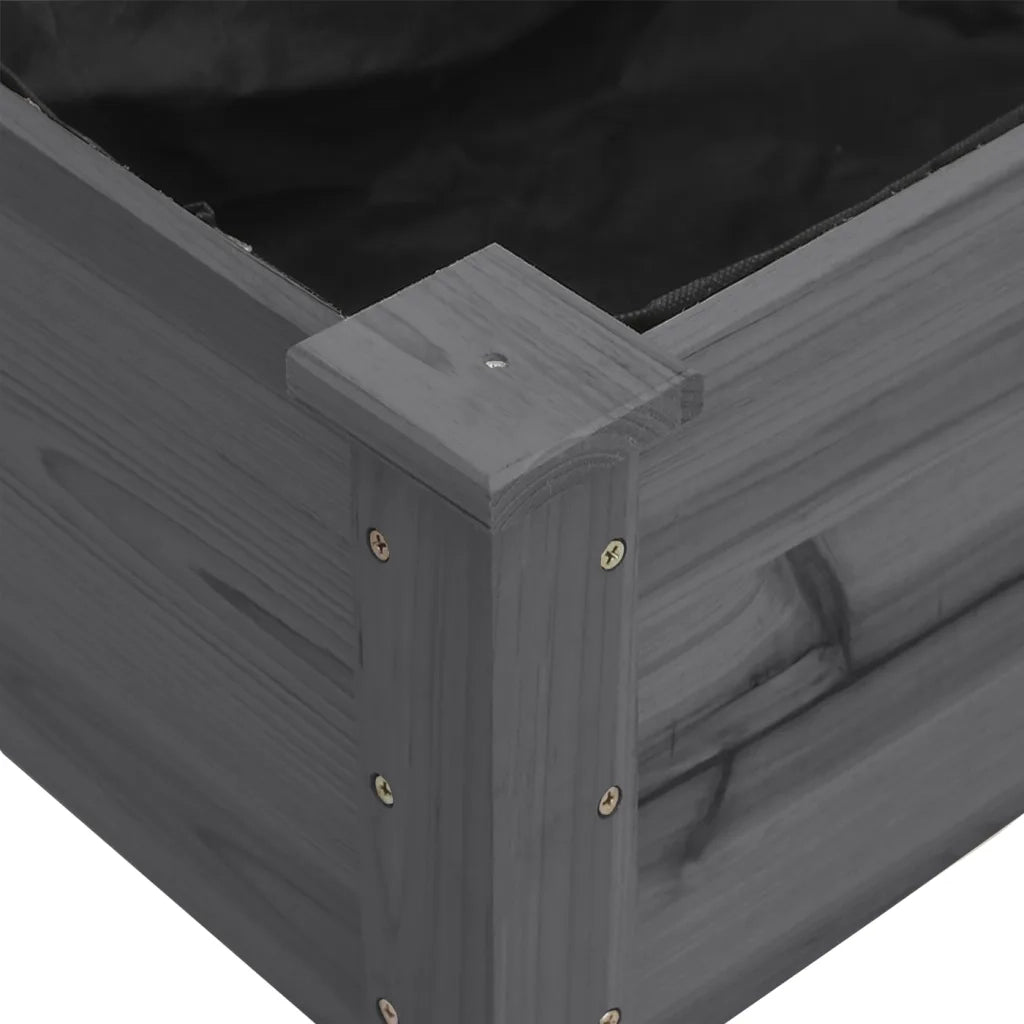 Fioriera | Cassetta per fiori | Vaso con Fodera Grigia 71x37x76 cm Legno Massello di Abete