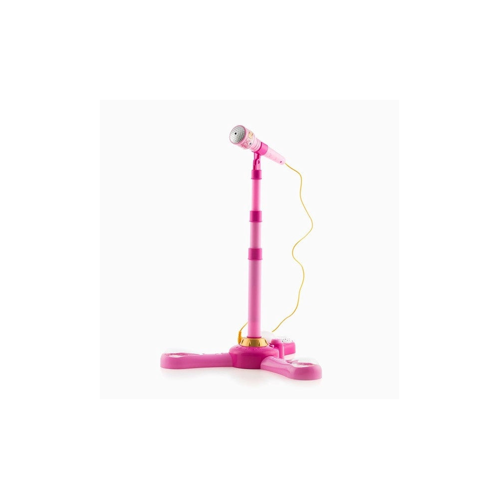 Trade Shop - Microfono Con Asta In Plastica Rosa Con Luci E Suoni Ingresso Mp3 Smartphone -
