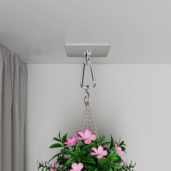 Gancio per parete esterna, gancio in acciaio inossidabile, appoggio al soffitto, installazione senza chiodi su muri in calcestruzzo, non è necessario forare, per pavimenti, lastre di marmo, balconi - 2 pezzi - 60 mm x 60 mm