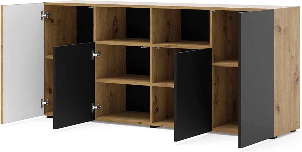MOBILE TV COMO' MADIA  SOGGIORNO AURIS 180x42x82cm ROVERE NERO OPACO