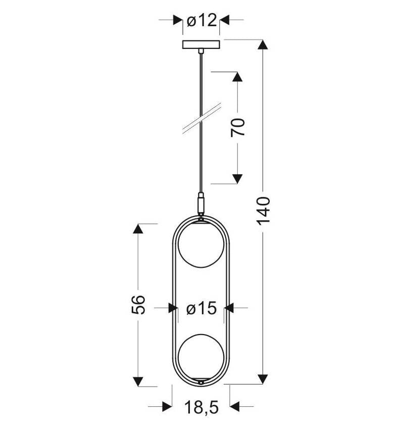 Lampada a sospensione Candellux Cordel 2xG9 nero/bianco