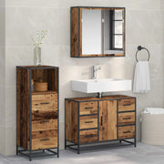 Set di mobili per il bagno con cassetto 3 pcs Legno vecchio 3402536