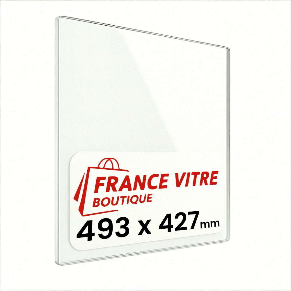 493 x 427 x 4 mm - Vetro per stufa a legna - vetro camino di ricambio - vetro per caminetto resistente al fuoco - France Vitre