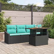 Set Divano da Giardino con cuscino 5 pcs Nero e Verde acqua 3349773