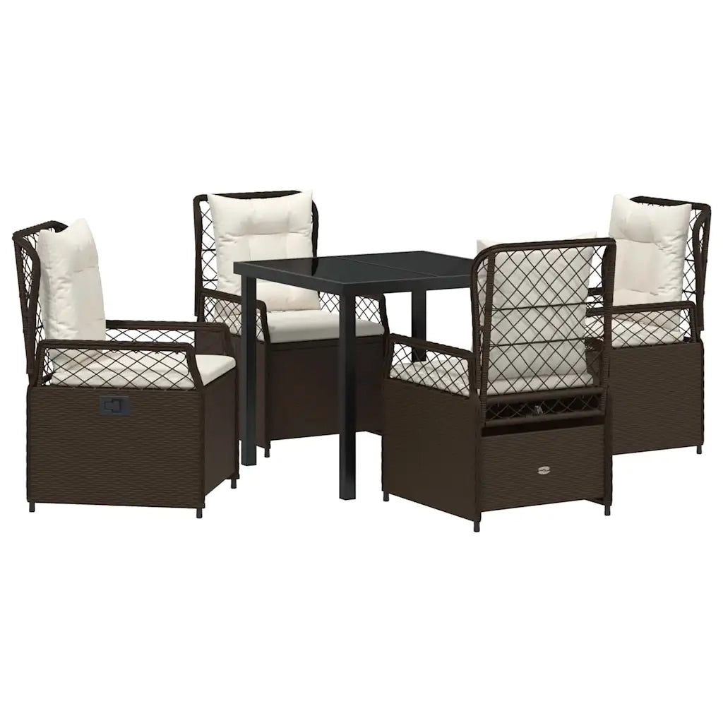 Set da Pranzo per Giardino 5 pcs Marrone polyrattan