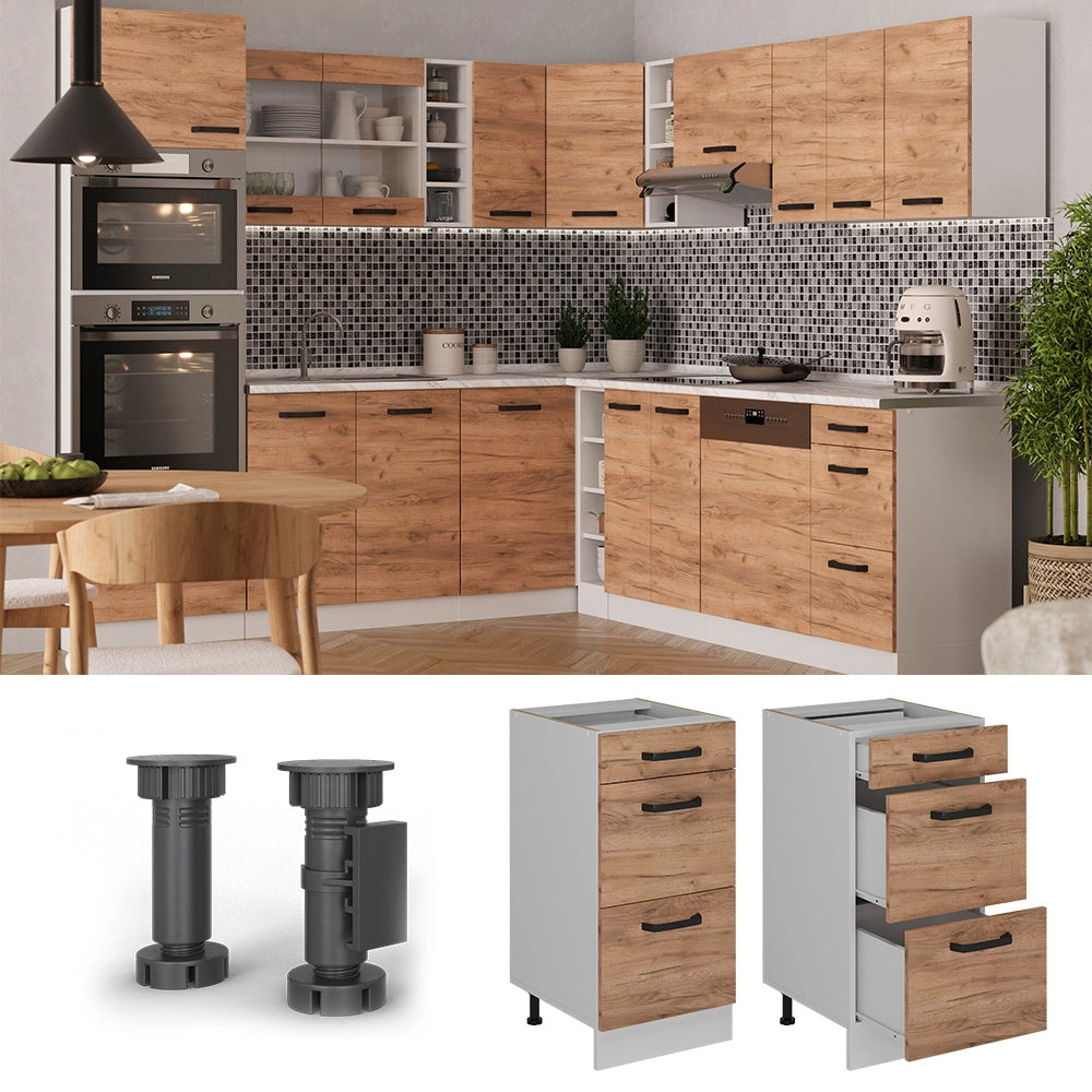 Vicco Mobiletto base per cucina Quercia dorata 40 cm PL Marmo