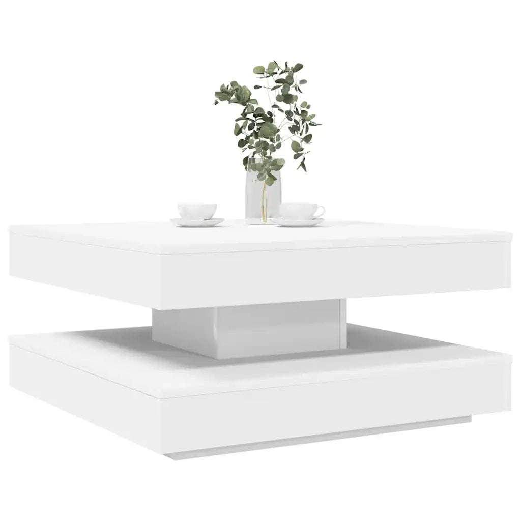 Tavolino da Caffè Girevole a 360 Gradi Bianco 70x70x34,5 cm 858479