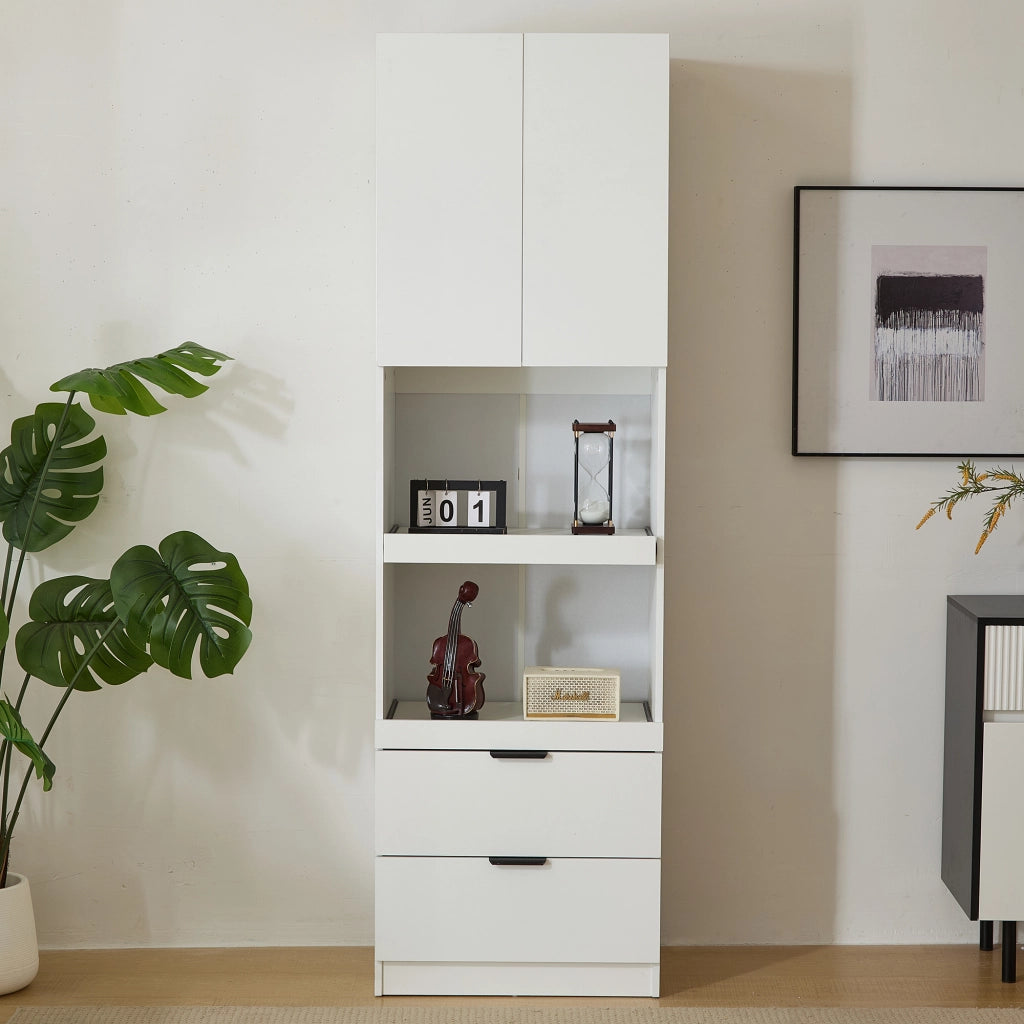 Armadio Multiuso con Ante, Cassetti e Ripiani ¨C Xylo ¨C Bianco, 200 cm