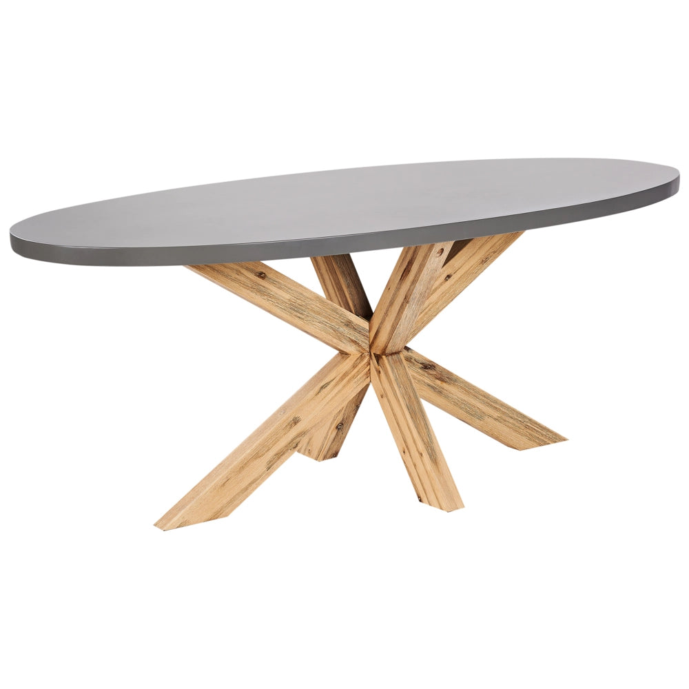 Set da pranzo da giardino con 6 sedie Grigio e nero Legno chiaro Cemento Acacia 190 x 100 cm Mobili da giardino