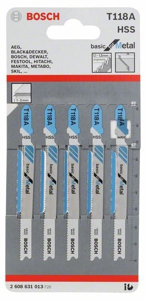 2608631013 - Set 5 lame per seghetto alternativo T 118 A Basic for Metal