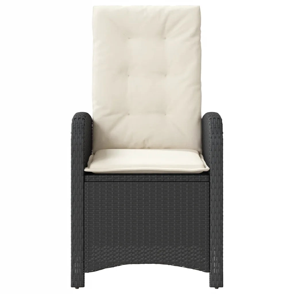 Sedia Reclinabile da Giardino con Cuscini Nera in Polyrattan 365160