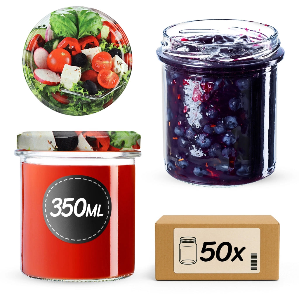 Barattoli di vetro KADAX Avila 350ml 50pz 82mm + coperchi "Fruit Mix"
