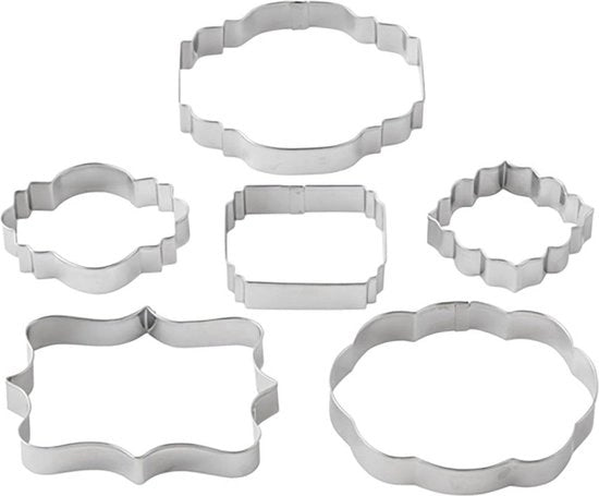 Forme di alluminio in rilievo, per biscotti, cromate, glassate,