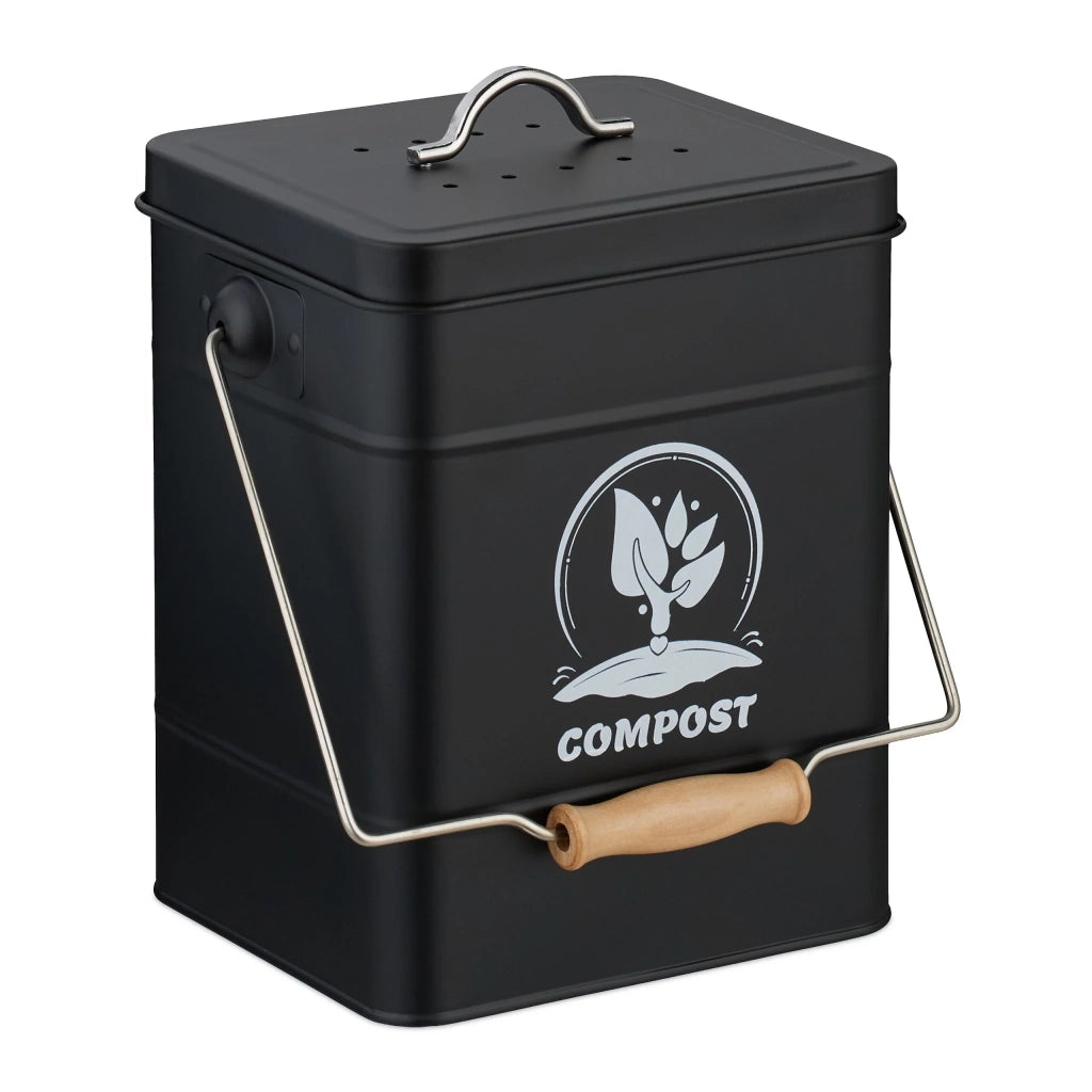 Secchio per compost 6 litri cucina giardino trasportabile facile manutenzione finitura rustica in ferro verde 13_0017215