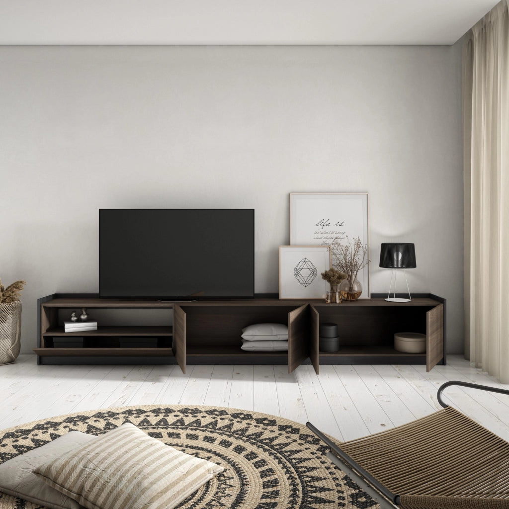Mobile TV Soggiorno, 310x50x37 cm, Per TV fino a 80", Mobile Soggiorno, Rovere scuro e Nero
