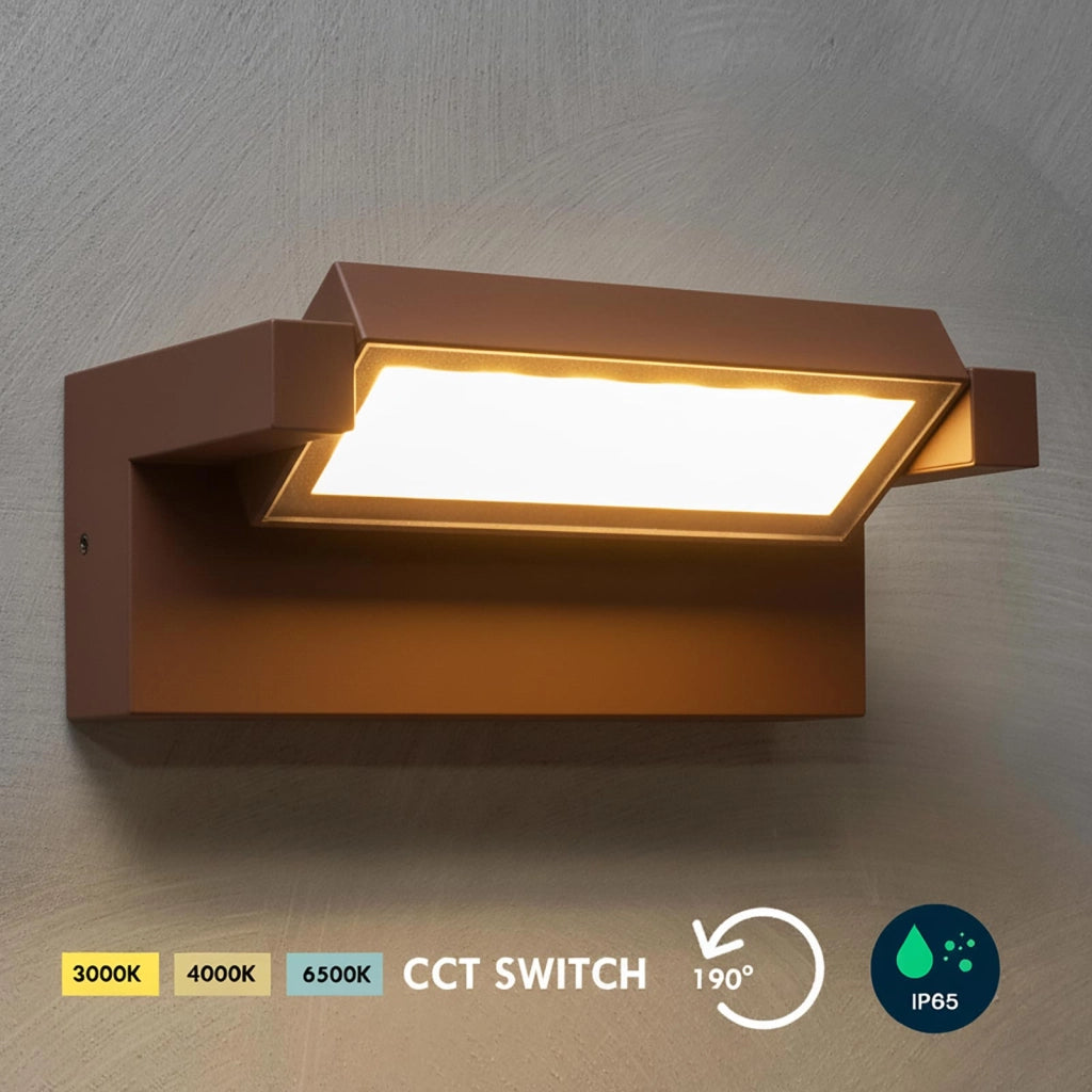 Applique da parete per esterno LED 21W IP65 CCT da 3000K a 6500K orientabile luce muro giardino balcone ingresso COLORE MARRONE