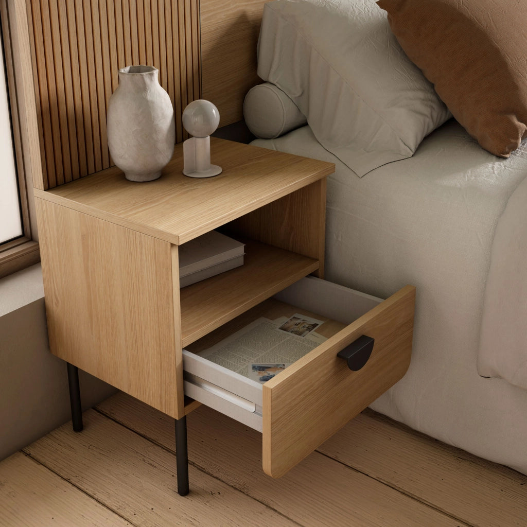 Comodino Herdasa 1 cassetto rovere dorato 55×40×34
