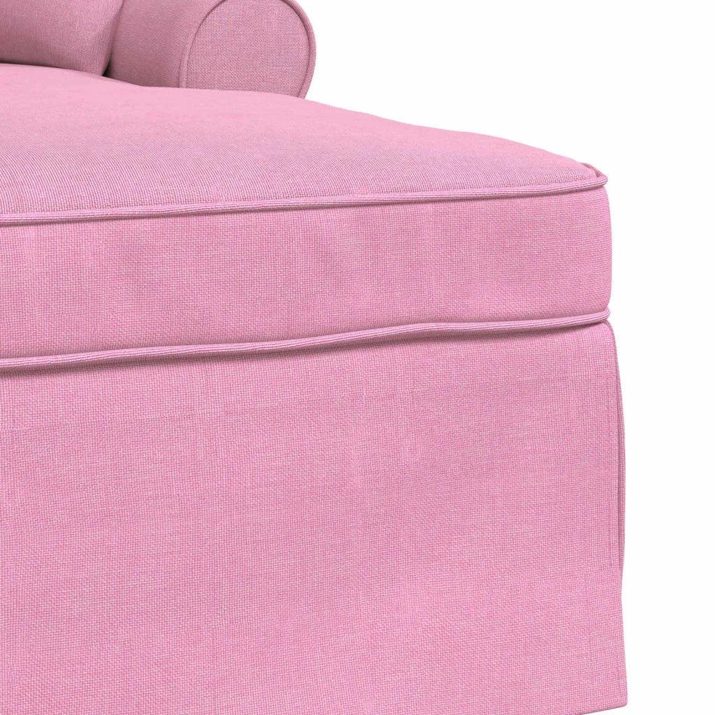 Chaise Longe con Gonna con cuscino 3 pcs Rosa Tessuto