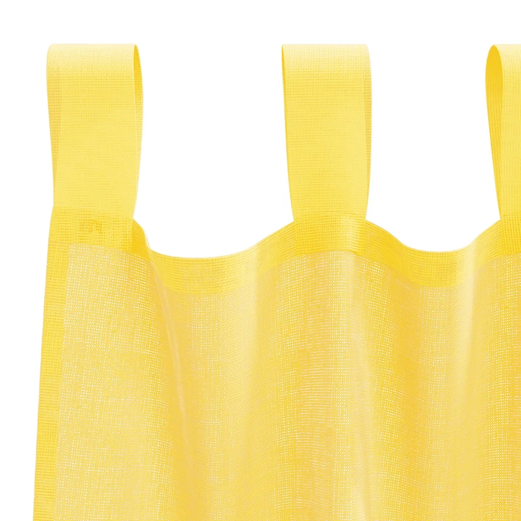 Tende in Voile con Tasche per Aste 2 pz Giallo 4102229