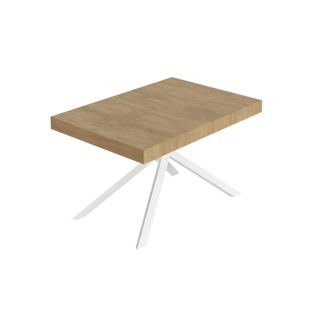 Tavolo Allungabile 140-224x80x74 cm Niket Quercia Natura Gambe Bianche
