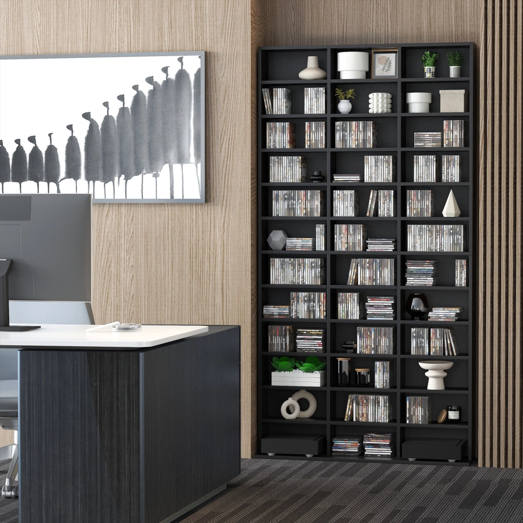 Libreria per CD e DVD ¨C zephmum ¨C 36 compartimenti, nero, 102x23.5x195 cm