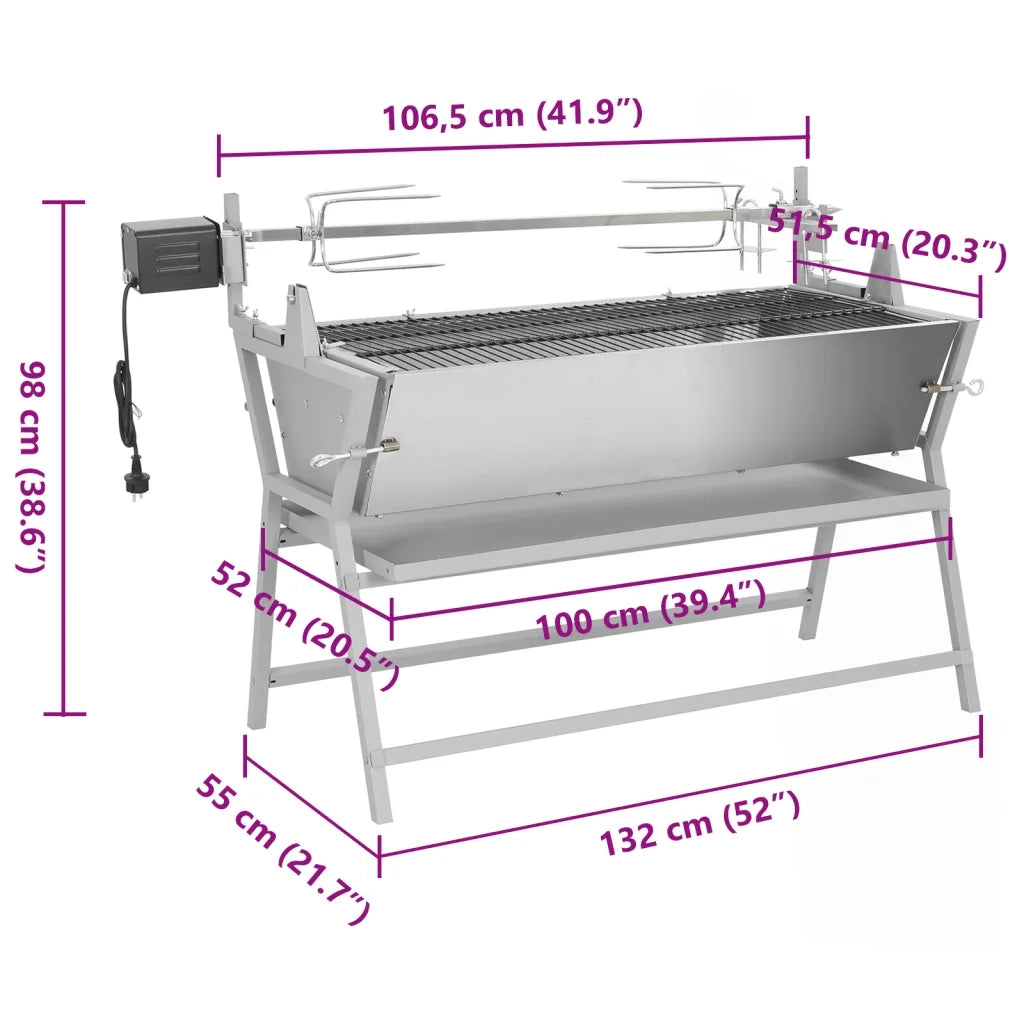 Barbecue Girarrosto in Ferro ed Acciaio Inossidabile 41349