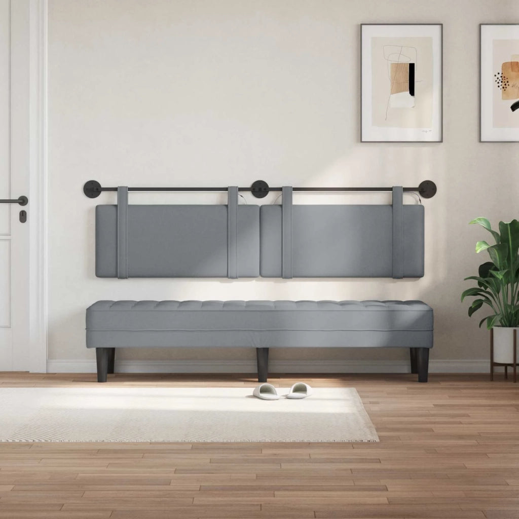 Testiera sospesa Con luce LED Grigio Chiaro Tessuto 3423997
