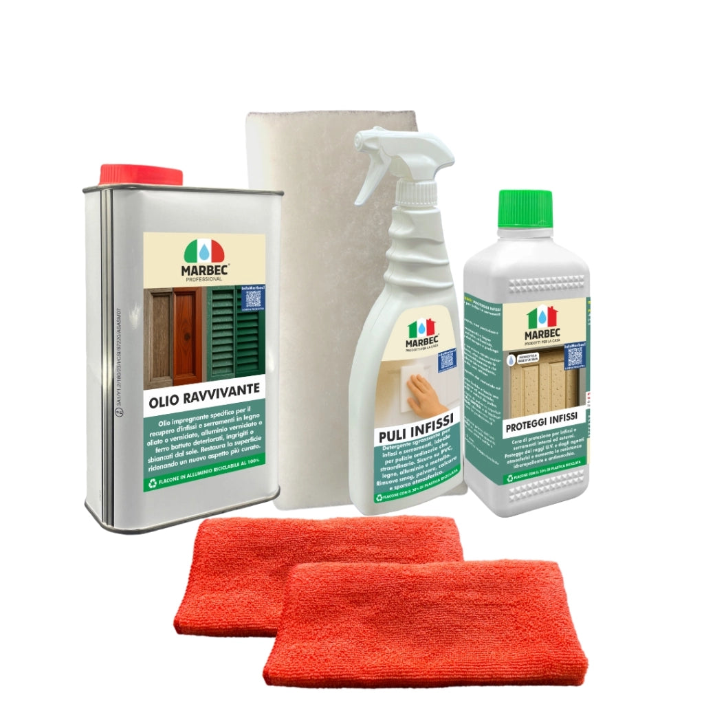 KIT RECUPERA INFISSI IN METALLO rinnova, ravviva e protegge le superfici in alluminio, metallo verniciato e ferro battuto