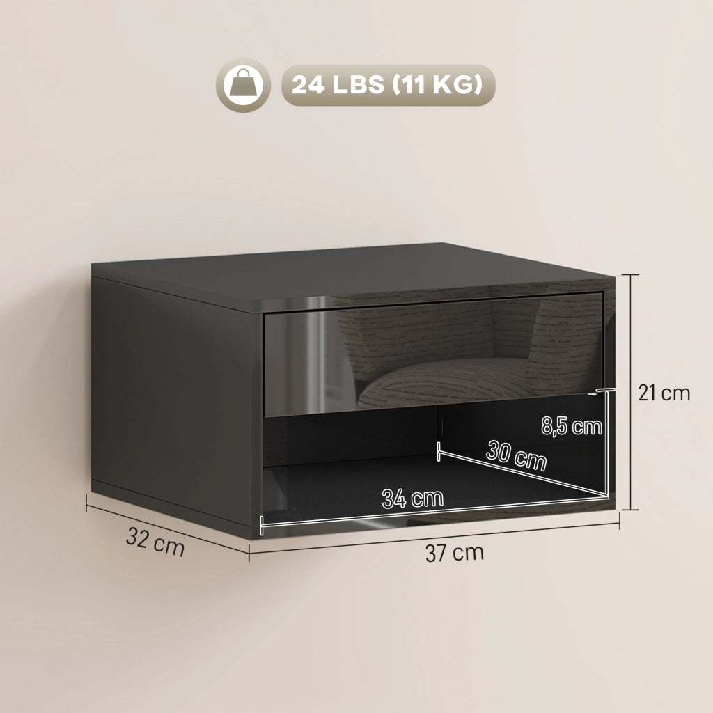 Comodino ¨C Minimal ¨C 37x32x21 cm, nero