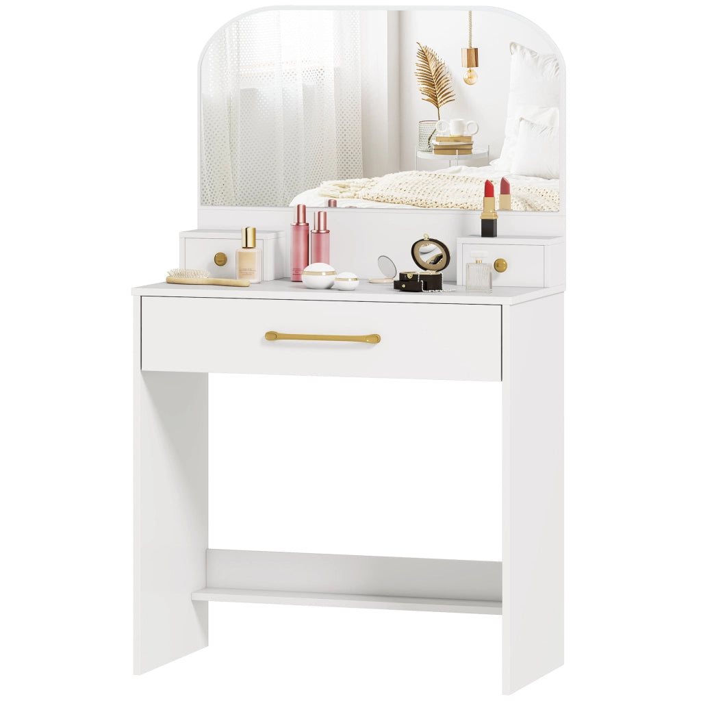 Toeletta con specchio e 3 cassetti ¨C Xylo ¨C Bianco compatto