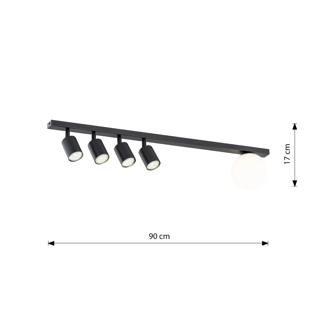 Plafoniera Minimal 5 Luci Sobek In Acciaio Nero E14+Gu10