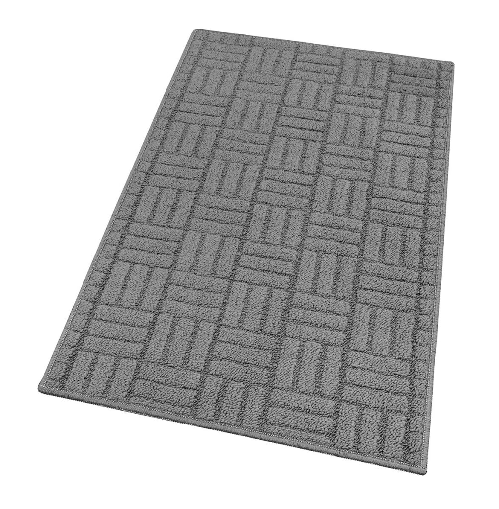 Tappeto Cucina Super Assorbente Tessitura 3D Tinta Unita Minimalista Moderno Grigio - 50x190 Cm